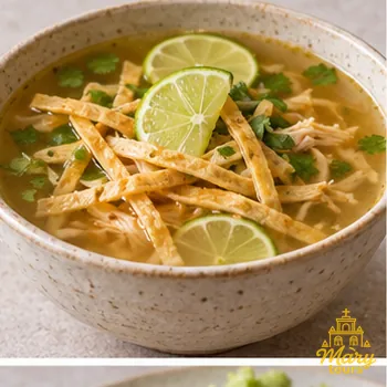 Lime soup with citrus and tortilla strips